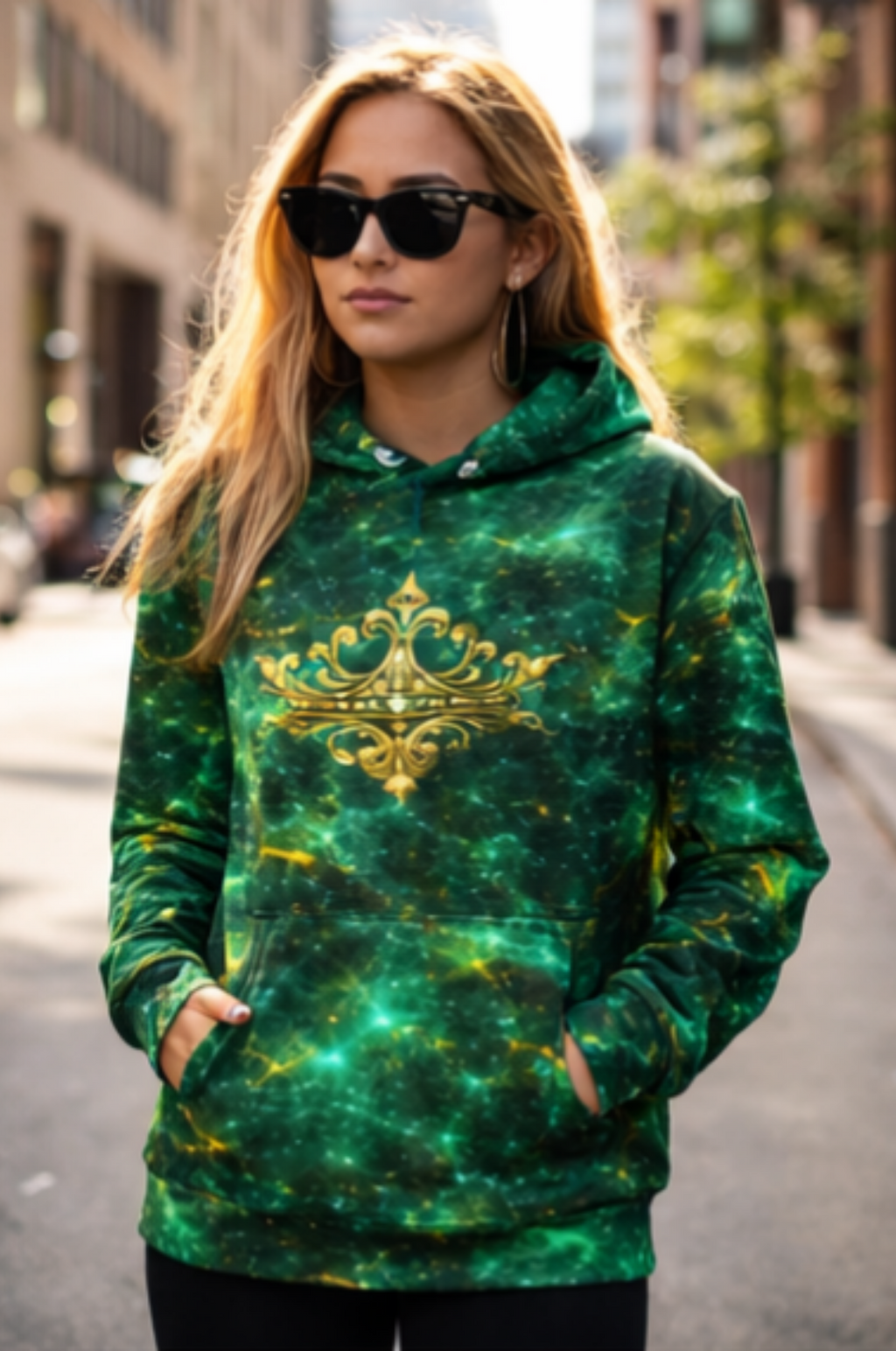 Crowned Hero Hoodie Green & Gold