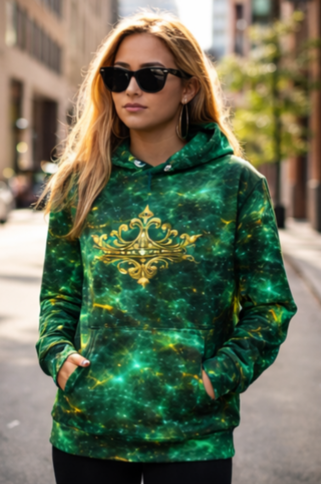 Crowned Hero Hoodie Green & Gold
