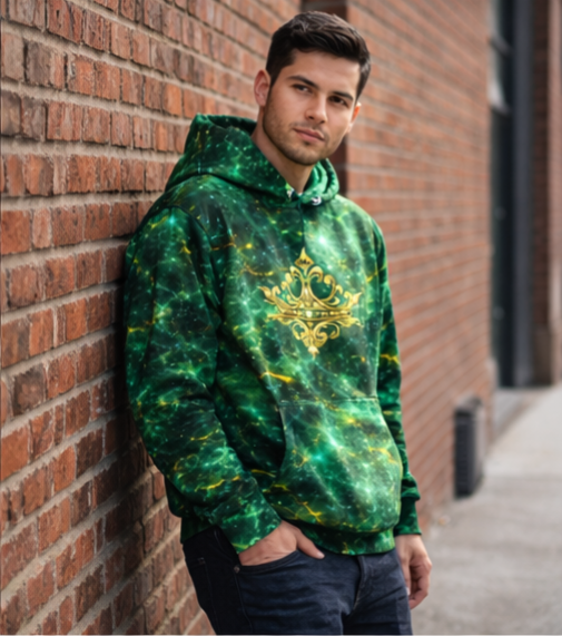 Crowned Hero Hoodie Green & Gold