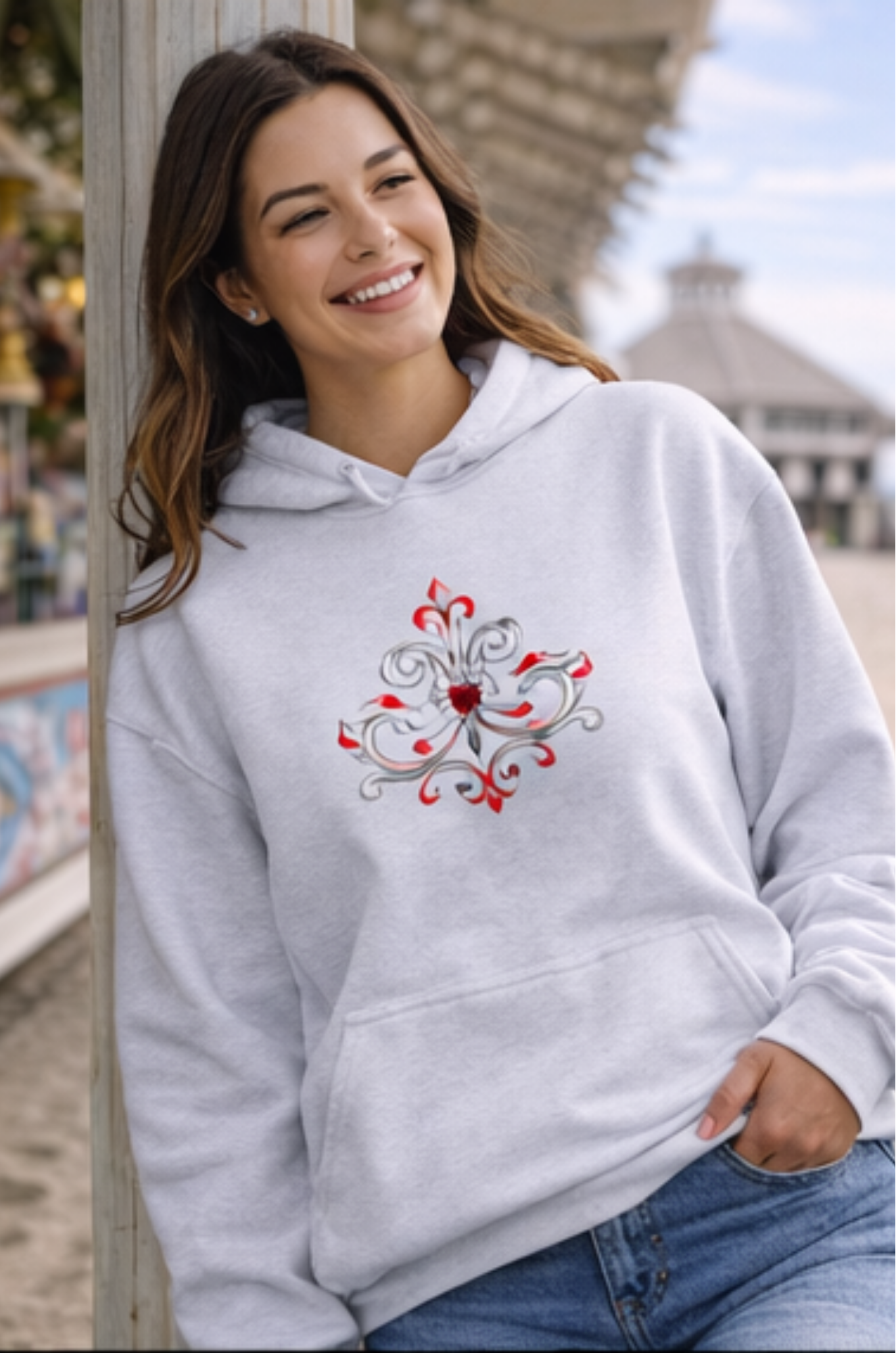 Hero Hoodie Crown Red Silver